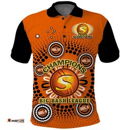 Perth Scorchers Cricket Polo Shirt Indigenous 5th Champions BBL Proud Amazing Aussie