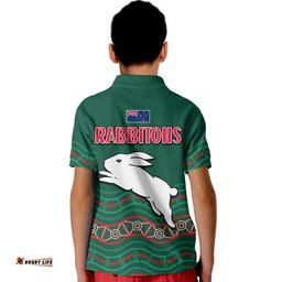 Rabbitohs Australia Day Polo Shirt Flag Map and Aboriginal Wave Amazing Aussie
