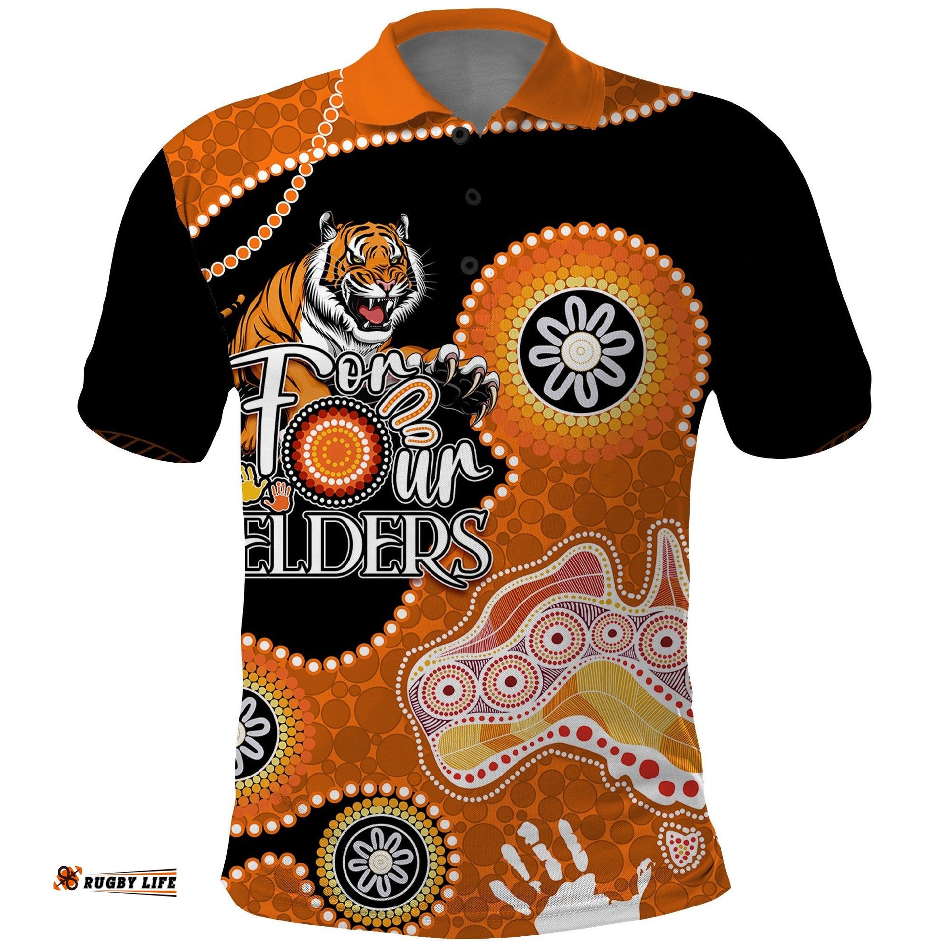 Personalised NAIDOC Week 2023 NRL Tigers For Our Elders Polo Shirt Amazing Aussie