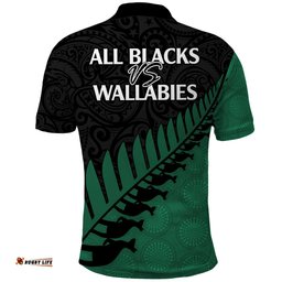 Australia Wallabies and Aotearoa Rugby Polo Shirt Kangaroo Black Fern Maori Green Vibe - Tee Aussie