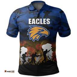 Custom Personalised AFL Anzac Day Polo Shirt Eagles Army Style Amazing Aussie