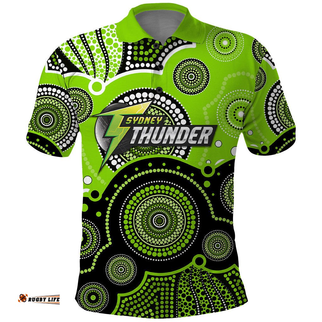 Custom Text And Number Thunders BBL Polo Shirt Aboriginal Patterns - Tee Aussie