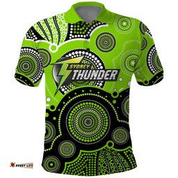 Custom Text And Number Thunders BBL Polo Shirt Aboriginal Patterns - Tee Aussie