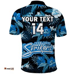 Custom Text And Number Adelaide Strikers Cricket Polo Shirt Aboriginal Art Mix Tropical Flowers Amazing Aussie