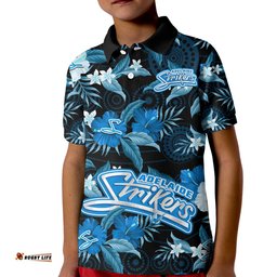 Custom Text And Number Adelaide Strikers Cricket Polo Shirt Aboriginal Art Mix Tropical Flowers Amazing Aussie