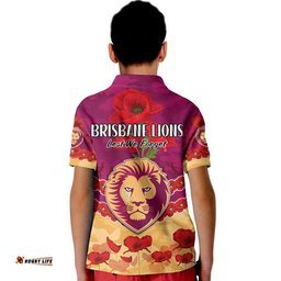 Brisbane Lions Football ANZAC Polo Shirt Lest We Forget Amazing Aussie