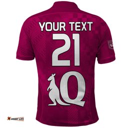 Custom Text And Number Queensland Maroon Rugby Polo Shirt Origin Queensland Sporty Style