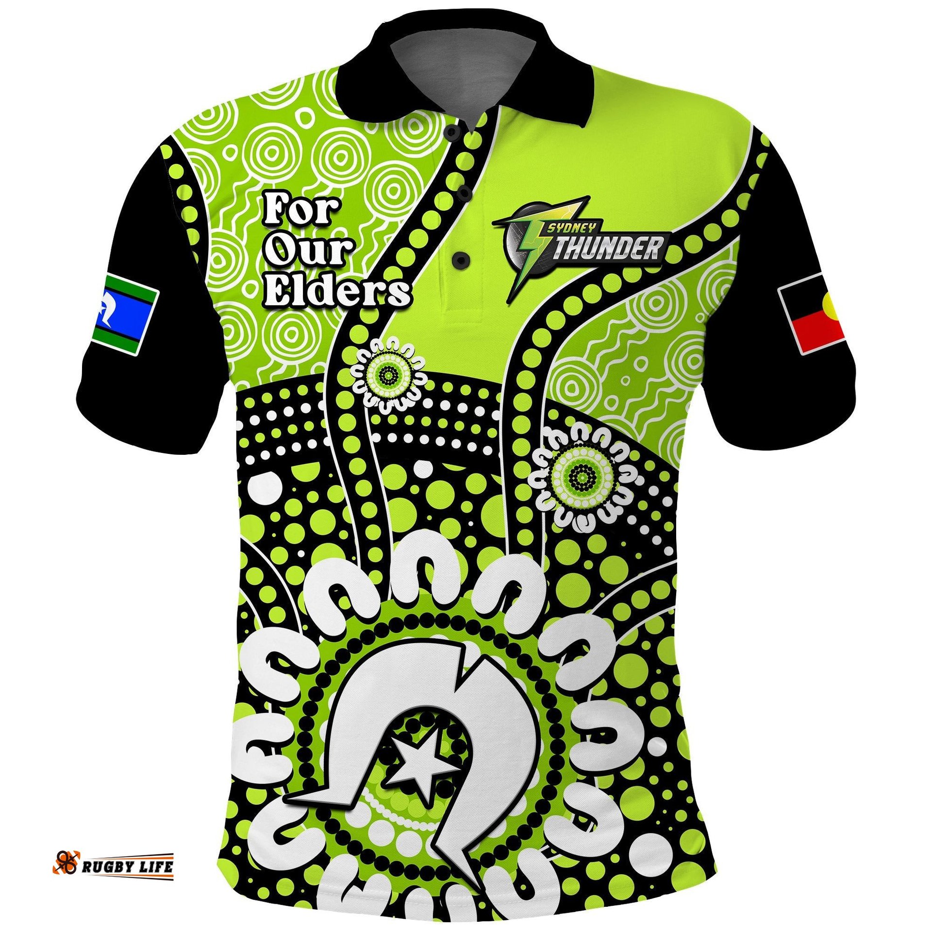 Custom Text And Number Sydney Thunder NAIDOC 2023 Polo Shirt Indigenous For Our Elders Amazing Aussie