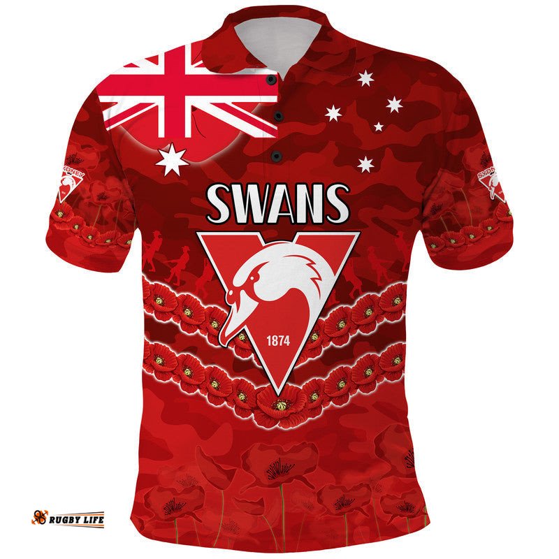 Swans Football ANZAC Polo Shirt Lest We Forget Amazing Aussie