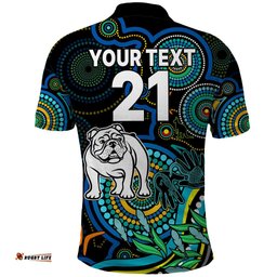 Custom Bulldogs Rugby Aboriginal Art Polo Shirt NAIDOC Indigenous Tribal