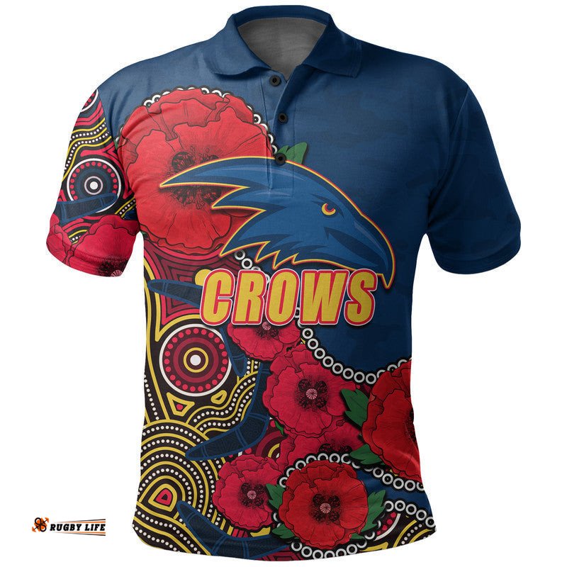 Custom Personalised Anzac Day AFL-Crows Army Mix Aboriginal Polo Shirt Tee Aussie