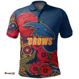 Custom Personalised Anzac Day AFL-Crows Army Mix Aboriginal Polo Shirt Tee Aussie