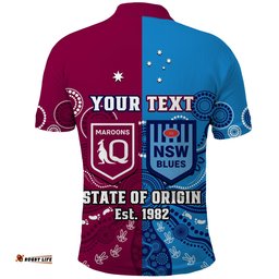 Custom Personalised QLD Maroons And NSW Blues Rugby Polo Shirt State of Origin Indigenous Amazing Aussie