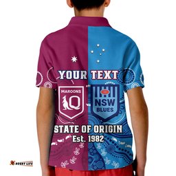 Custom Personalised QLD Maroons And NSW Blues Rugby Polo Shirt State of Origin Indigenous Amazing Aussie
