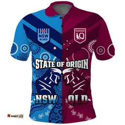 Custom Personalised QLD Maroons And NSW Blues Rugby Polo Shirt State of Origin Indigenous Amazing Aussie