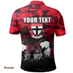 Custom Personalised AFL Anzac Day Polo Shirt Saint Army Style Amazing Aussie