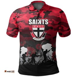 Custom Personalised AFL Anzac Day Polo Shirt Saint Army Style Amazing Aussie