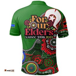 Rabbbitohs Rugby Polo Shirt NAIDOC 2023 Patterns Amazing Aussie