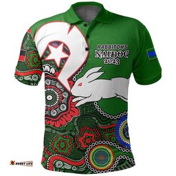 Rabbbitohs Rugby Polo Shirt NAIDOC 2023 Patterns Amazing Aussie