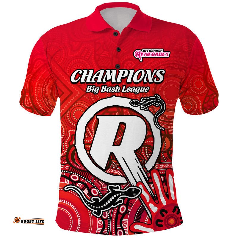 Melbourne Renegades Champions Polo Shirt Lizard Indigenous Aboriginal Amazing Aussie