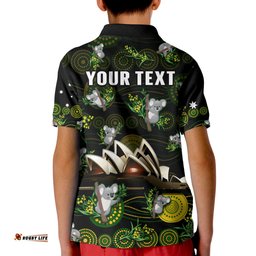 Custom Personalised Australia Polo Shirt Aboriginal Golden Wattle Mix Koala and Sydney Opera House Amazing Aussie