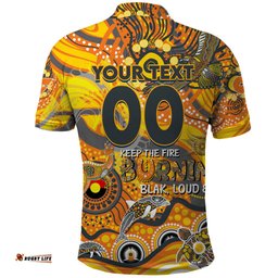 Custom NAIDOC Week 2024 Giants Polo Shirt Aboriginal Animals Keep The Fire Burning