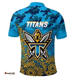 Titans Rugby ANZAC Day Camouflage Indigenous Art Polo Shirt
