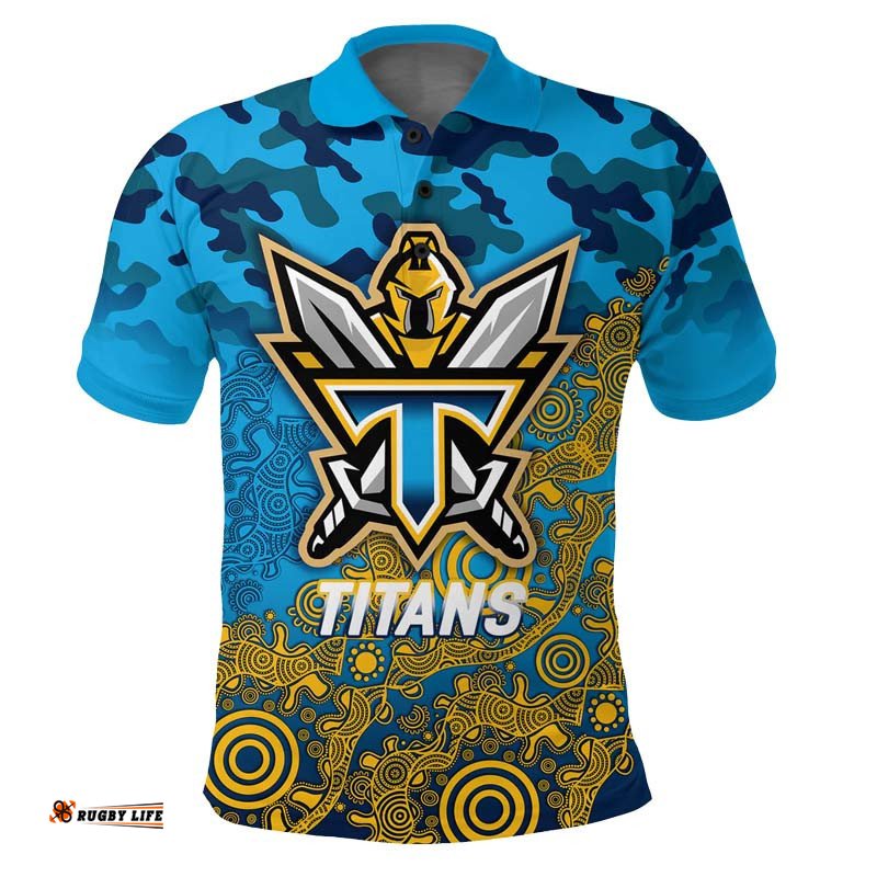 Titans Rugby ANZAC Day Camouflage Indigenous Art Polo Shirt