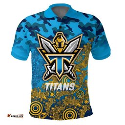Titans Rugby ANZAC Day Camouflage Indigenous Art Polo Shirt