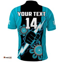 Custom Text And Number Port Adelaide Football Polo Shirt Power Thunder Hand Mix Aboriginal Dynamic Amazing Aussie