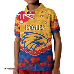 Custom Personalised West Coast Eagles Football ANZAC Polo Shirt Lest We Forget Amazing Aussie
