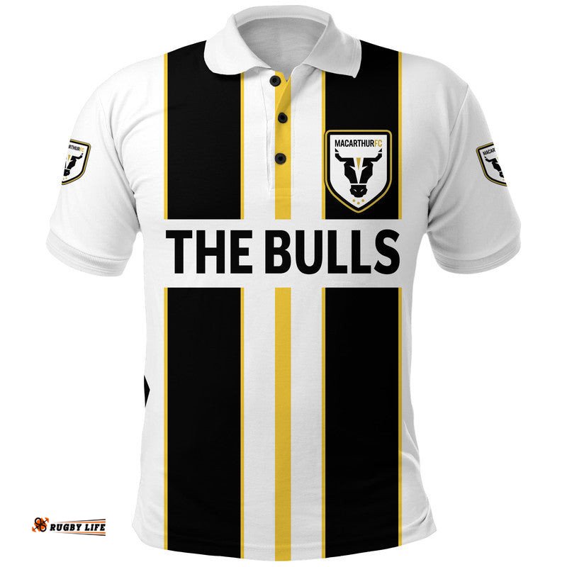 Custom Personalised Macarthur The Bulls Polo Shirt Soccer Club Original Style - White Amazing Aussie