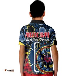 Cowboys Rugby ANZAC Polo Shirt Aboriginal Military and Poppy Flowers Amazing Aussie