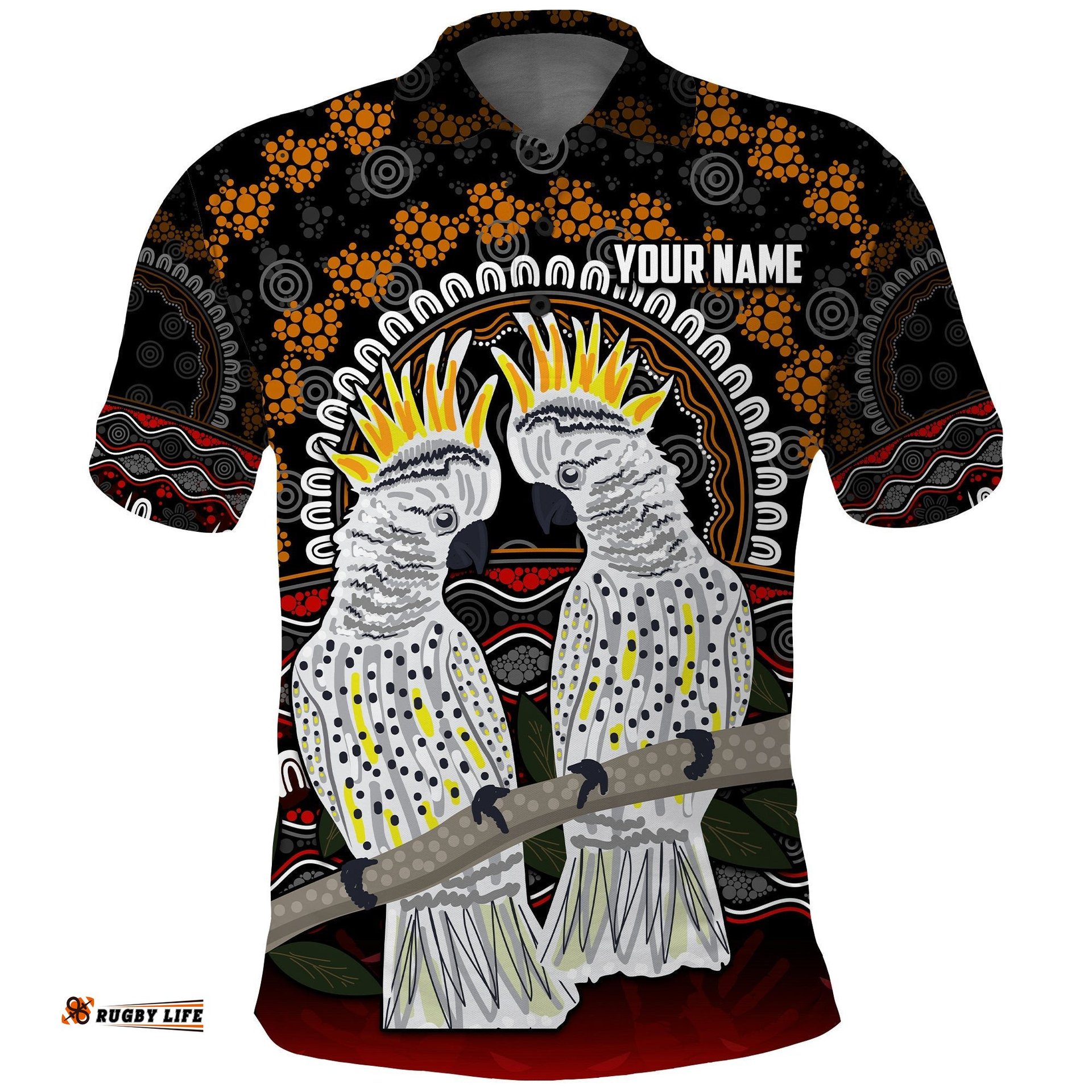 Custom Personalised Australia Valentine Polo Shirt Aboriginal Couple Cockatoos MY LOVE Amazing Aussie