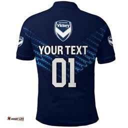 Custom Personalised Melbourne Victory Big V Polo Shirt Soccer Club Original Style - Blue Amazing Aussie
