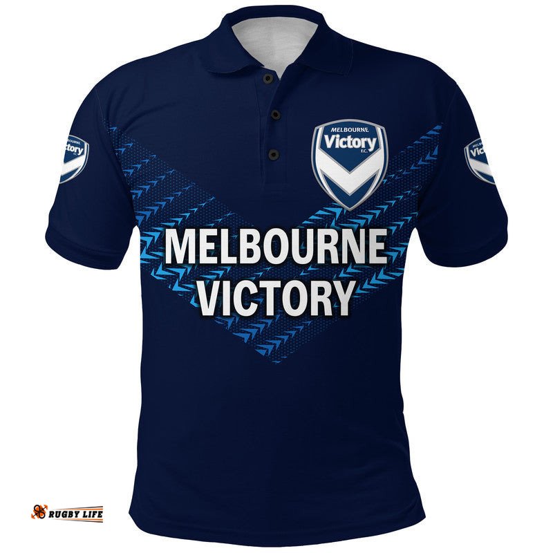 Custom Personalised Melbourne Victory Big V Polo Shirt Soccer Club Original Style - Blue Amazing Aussie