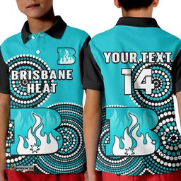 Custom Text And Number Brisbane Heat Cricket Polo Shirt Champions BBL12 Proud Indigenous Art Amazing Aussie