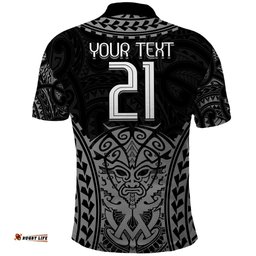 Custom New Zealand Rugby Polo Shirt Maori All Black Warrior Tribal Tattoo