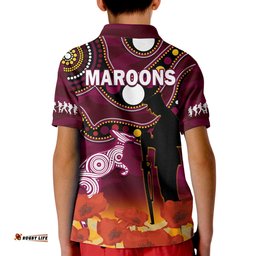 Maroons Rugby ANZAC 2023 Polo Shirt QLD Aboriginal Mix Poppy Camouflage Amazing Aussie