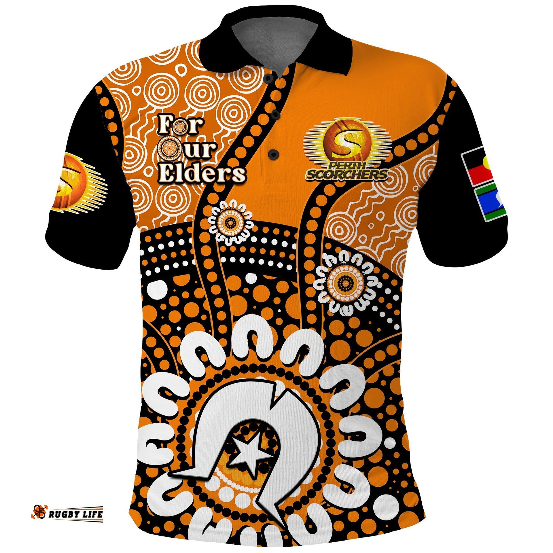 Custom Text And Number Perth Scorchers NAIDOC 2023 Polo Shirt Indigenous For Our Elders Amazing Aussie