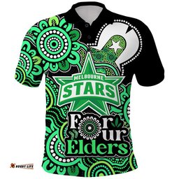 Custom Personalised Melbourne Stars Cricket Polo Shirt NAIDOC Torres Strait For Our Elders Amazing Aussie