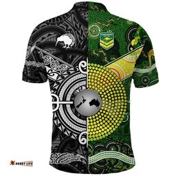 New Zealand Maori All Black And Australia Kangaroos Aboriginal Polo Shirt Rugby Together Amazing Aussie
