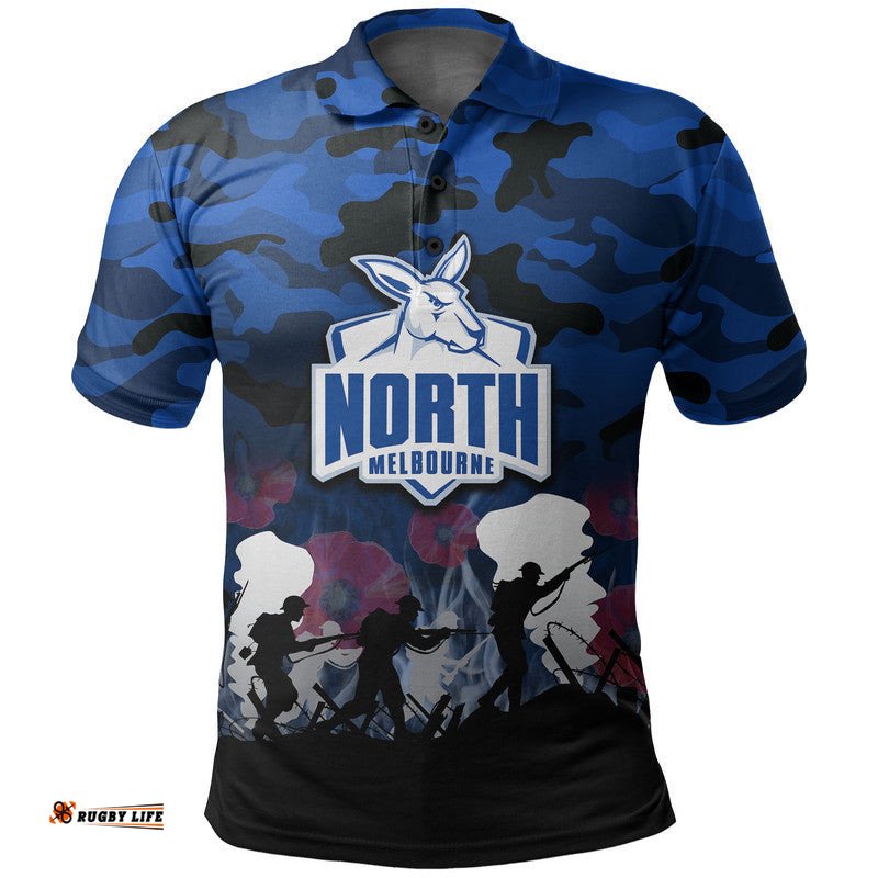 Custom Personalised AFL Anzac Day Polo Shirt North Army Style Amazing Aussie
