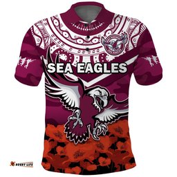 Sea Eagles Rugby ANZAC 2023 Rugby Polo Shirt Camouflage Mix Indigenous Amazing Aussie