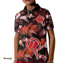 Melbourne Renegades Cricket Polo Shirt Aboriginal Art Mix Tropical Flowers Amazing Aussie