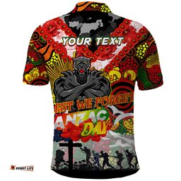 Personalised Panthers ANZAC Day Polo Shirt Aboriginal Rising Sun