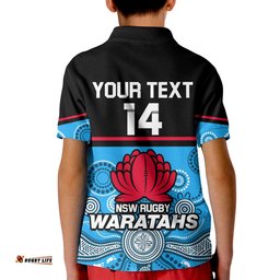 Custom Text And Number Waratahs Super Rugby 2023 Polo Shirt NSW Tahs Indigenous Art Amazing Aussie