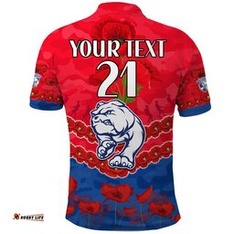 Custom Personalised Western Bulldogs Football ANZAC Polo Shirt Lest We Forget Amazing Aussie