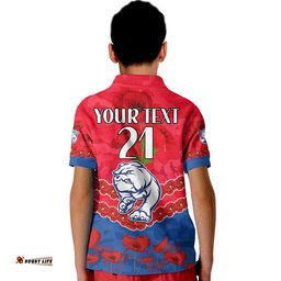 Custom Personalised Western Bulldogs Football ANZAC Polo Shirt Lest We Forget Amazing Aussie