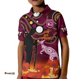Custom Text And Number Maroons Rugby ANZAC 2023 Polo Shirt QLD Aboriginal Mix Poppy Camouflage Amazing Aussie